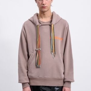Ambush Men's Beige Hooded Sweatshirt with Multicolor Drawstrings